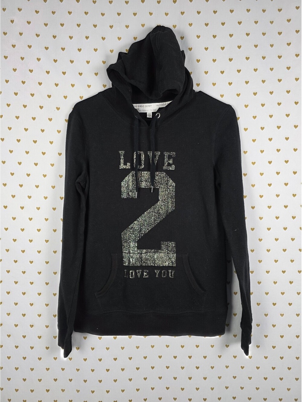 Victorias Secret Love Pullover Soft Hoodie Sweater Black Small